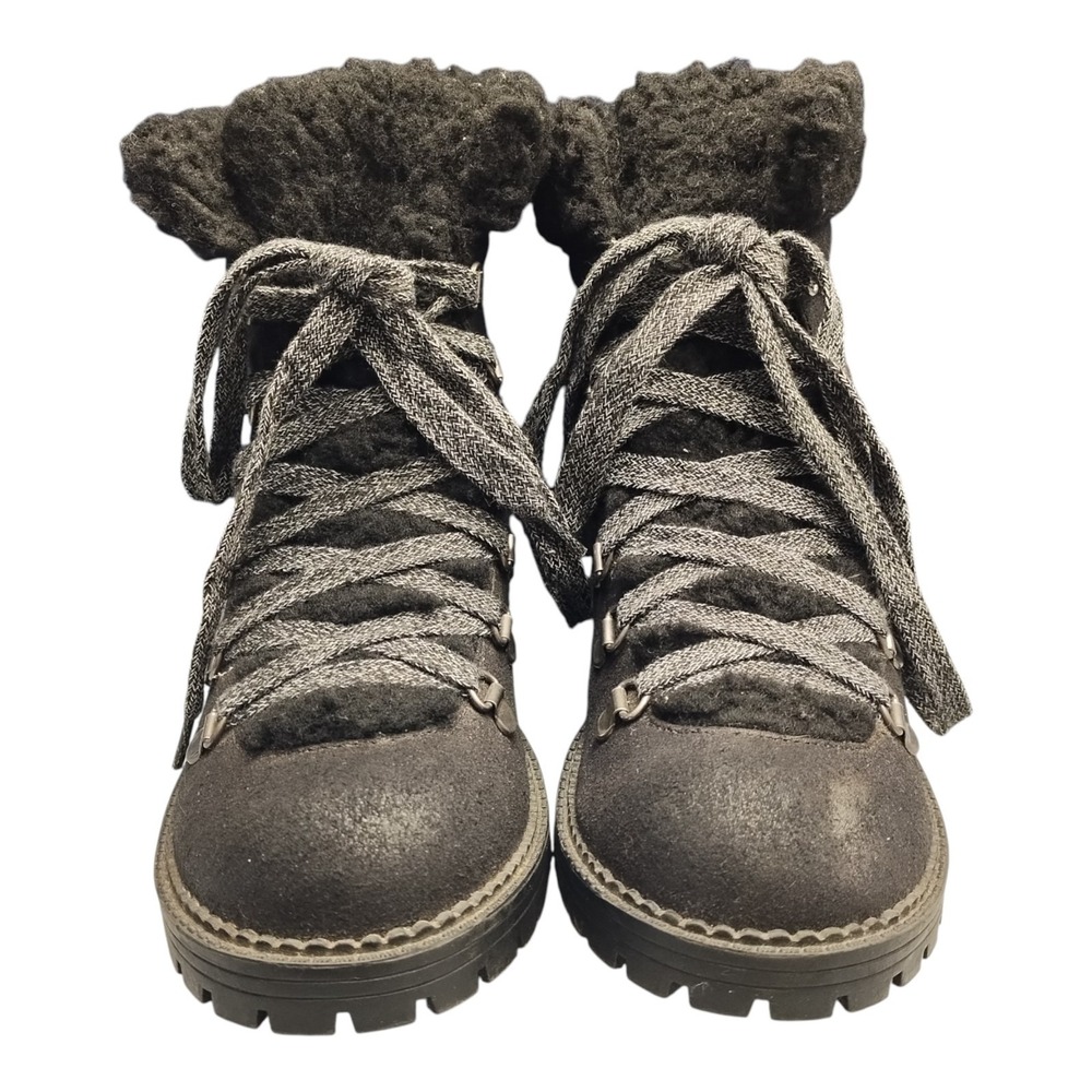 Madden Girl Bunt Winter‎ Combat Boots Womens Size 6.5M Black Synthetic Lace Up